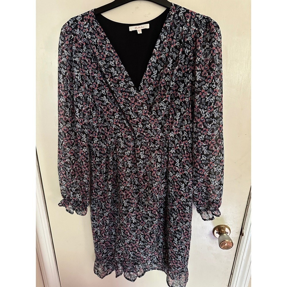 Beltaine Dress Floral Midi Sheer Sleeve Black Pink Size Woman's‎ Med Cottagecore